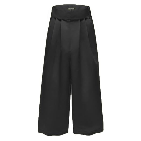 Megan Renee Black Cotton Wide Leg Trousers Size Medium - Picture 1 of 9